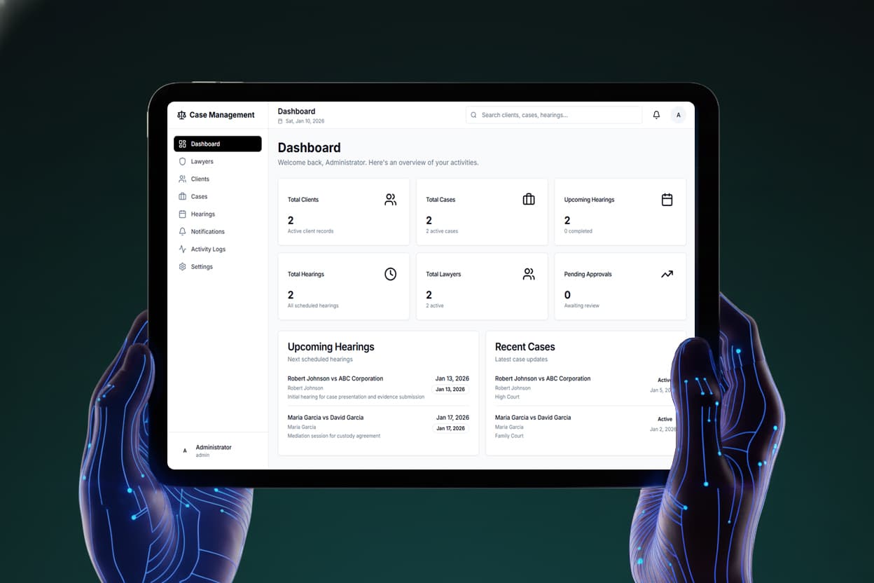Lawyer Case Management Application - SaaS Dashboard - Main project screenshot