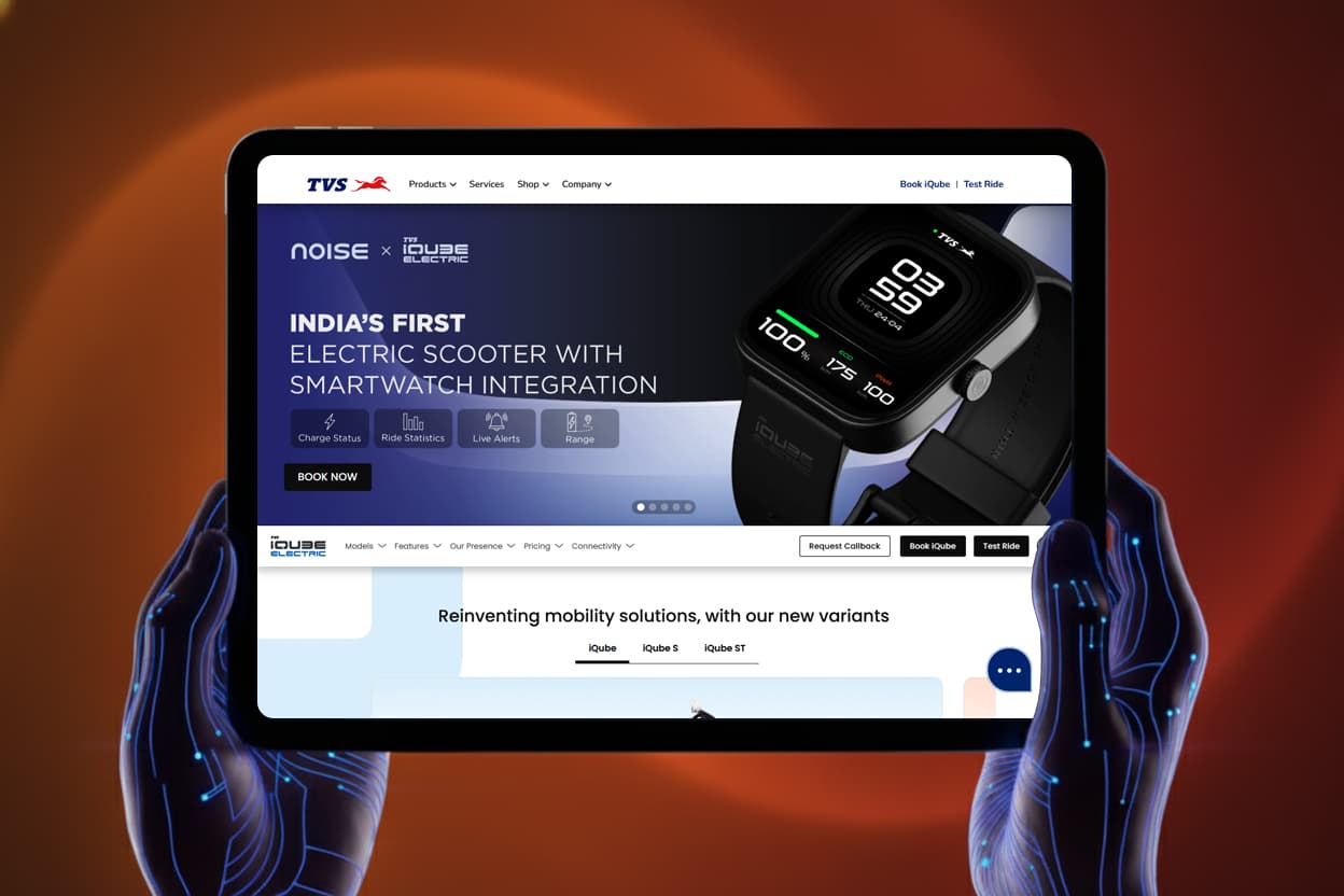 TVS IQube - Electric Scooter project screenshot - Frontend Developer